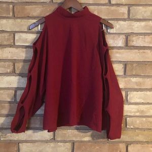 High Neck, Cutout,Red Lily Rain Top